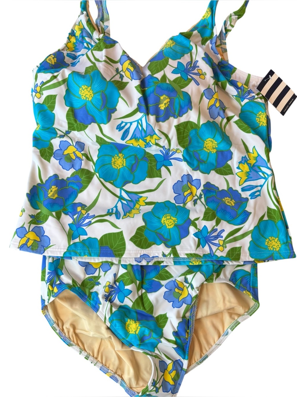 NEW! Lands’ End Tankini Swimsuit Set Blue Floral Women’s 16 Long NWT